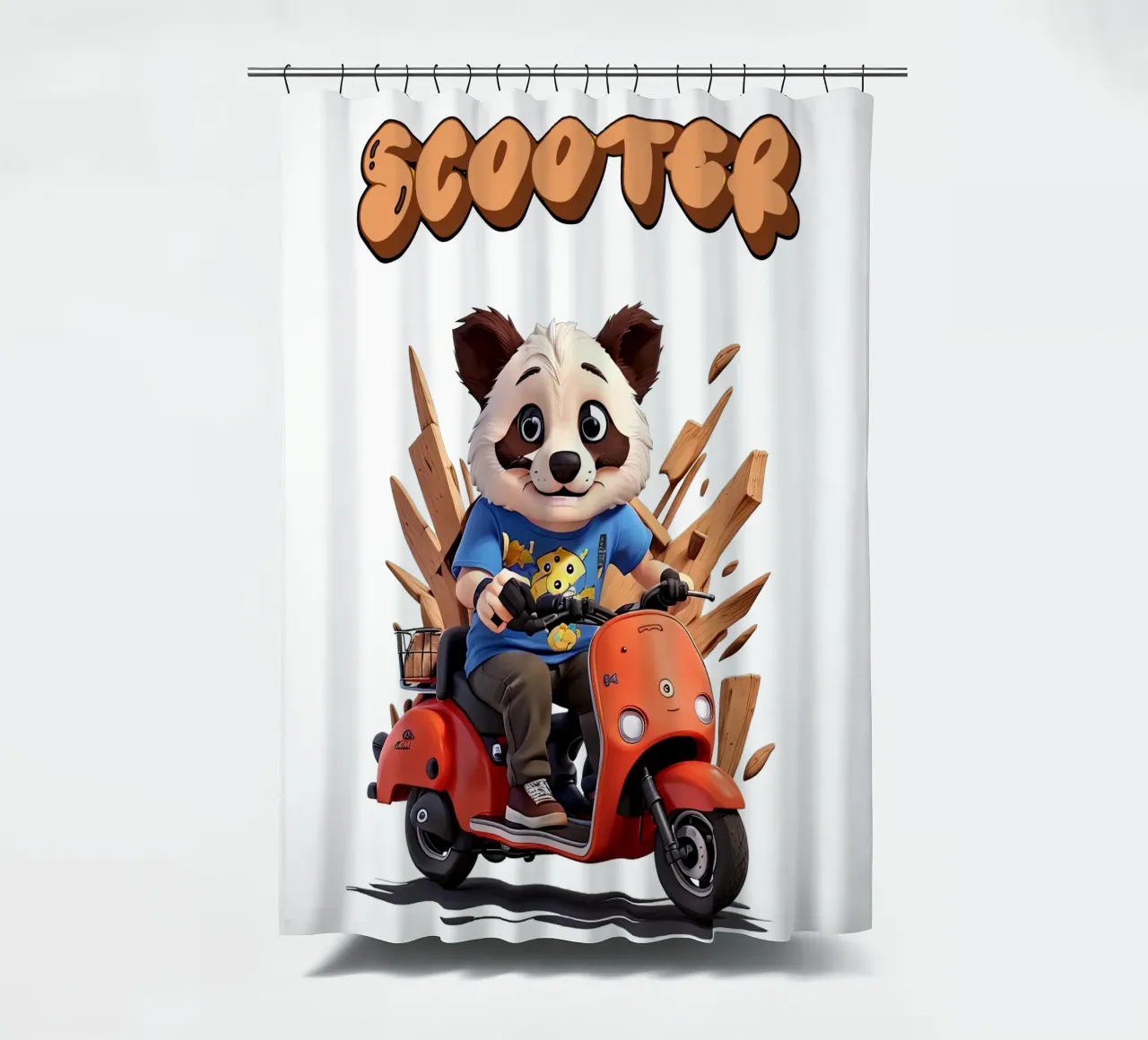 Panda Scooter tenda da doccia da Delaney Okuneva