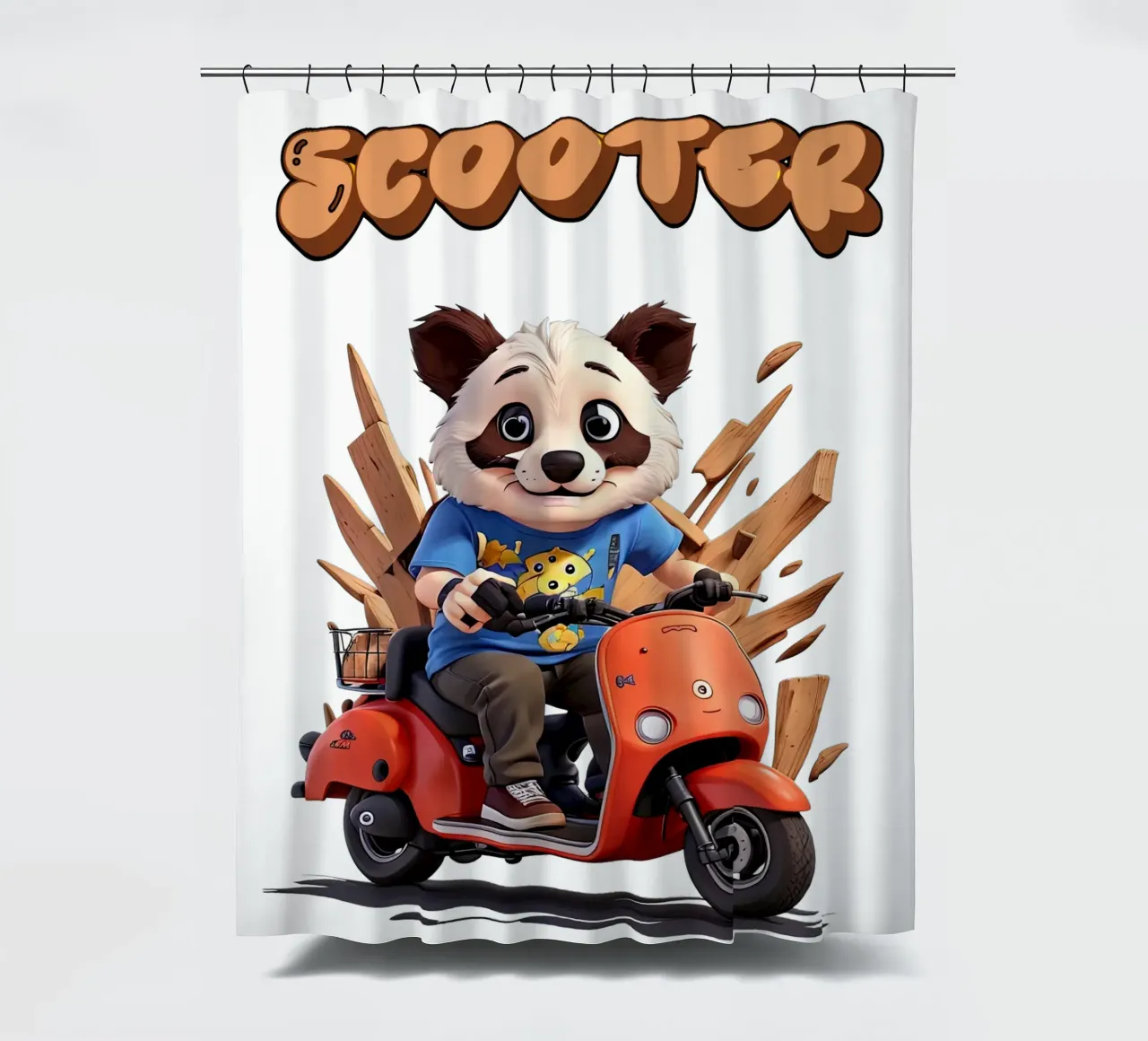 Panda Scooter tenda da doccia da Delaney Okuneva