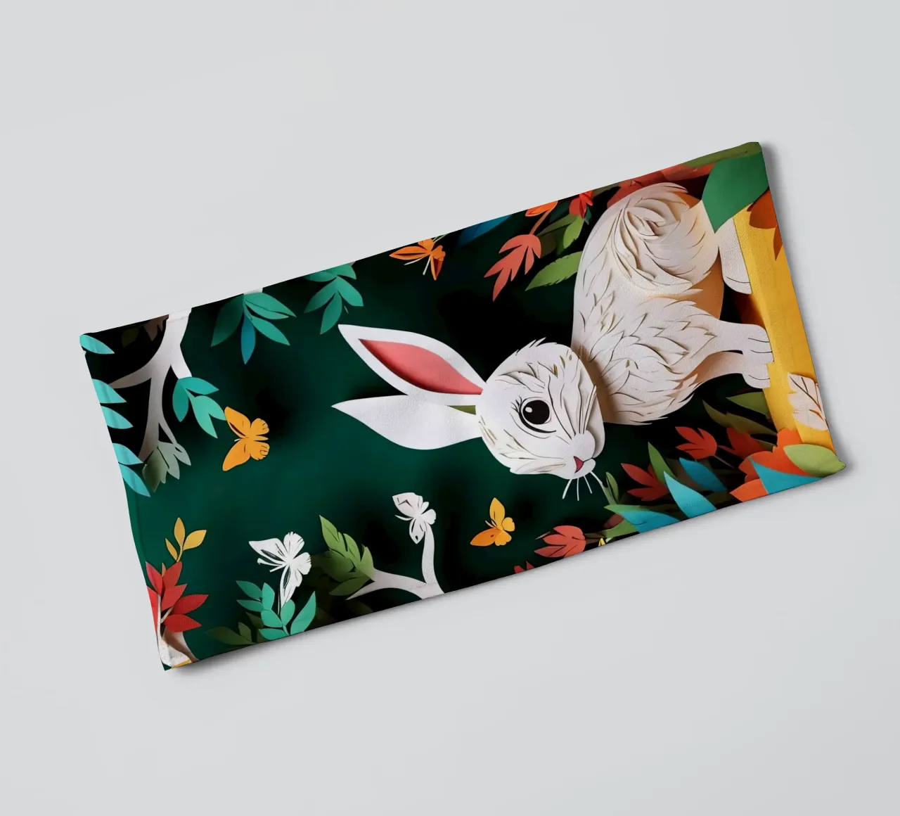 Rabbit Paper Cuting towel by Delaney Okuneva