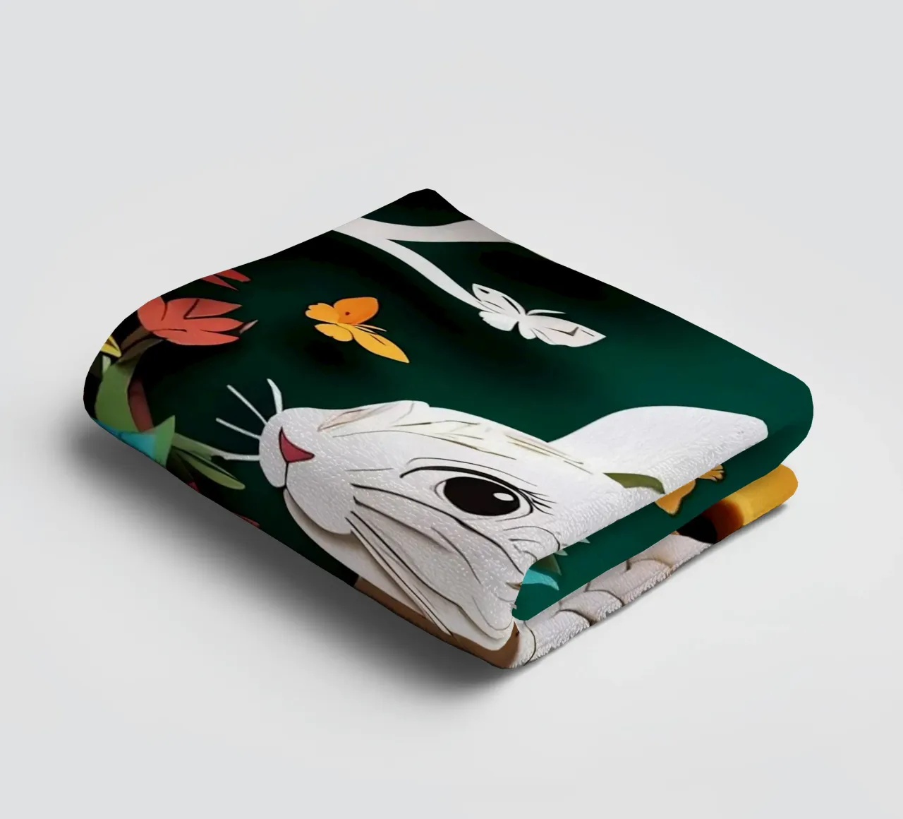 Rabbit Paper Cuting towel by Delaney Okuneva