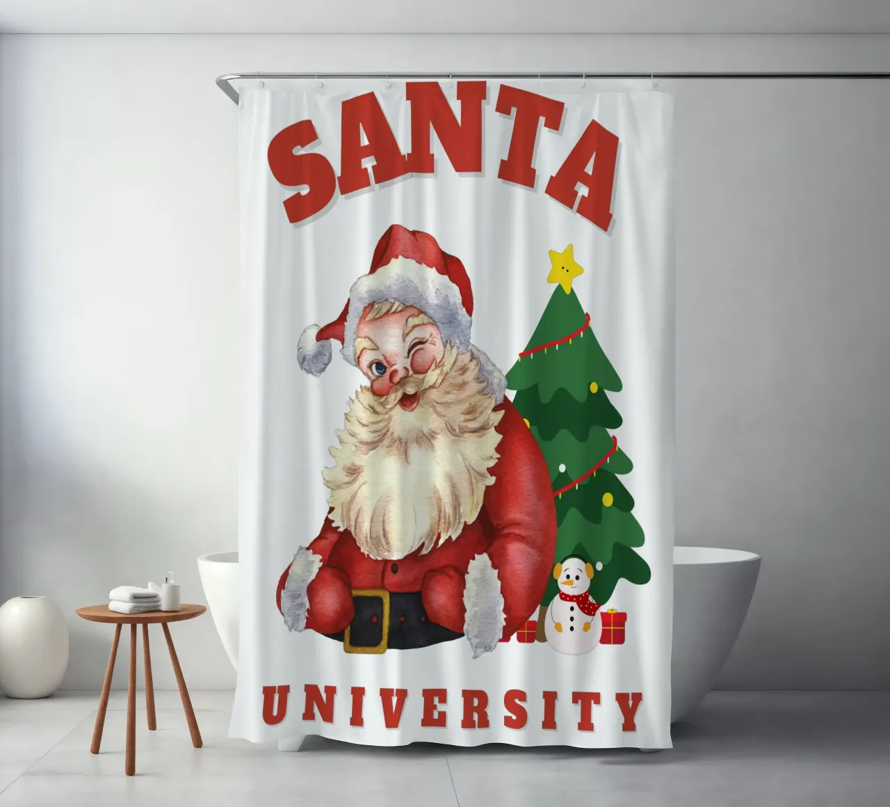 Kerstman universiteit kerstdag douchegordijn van muhidines