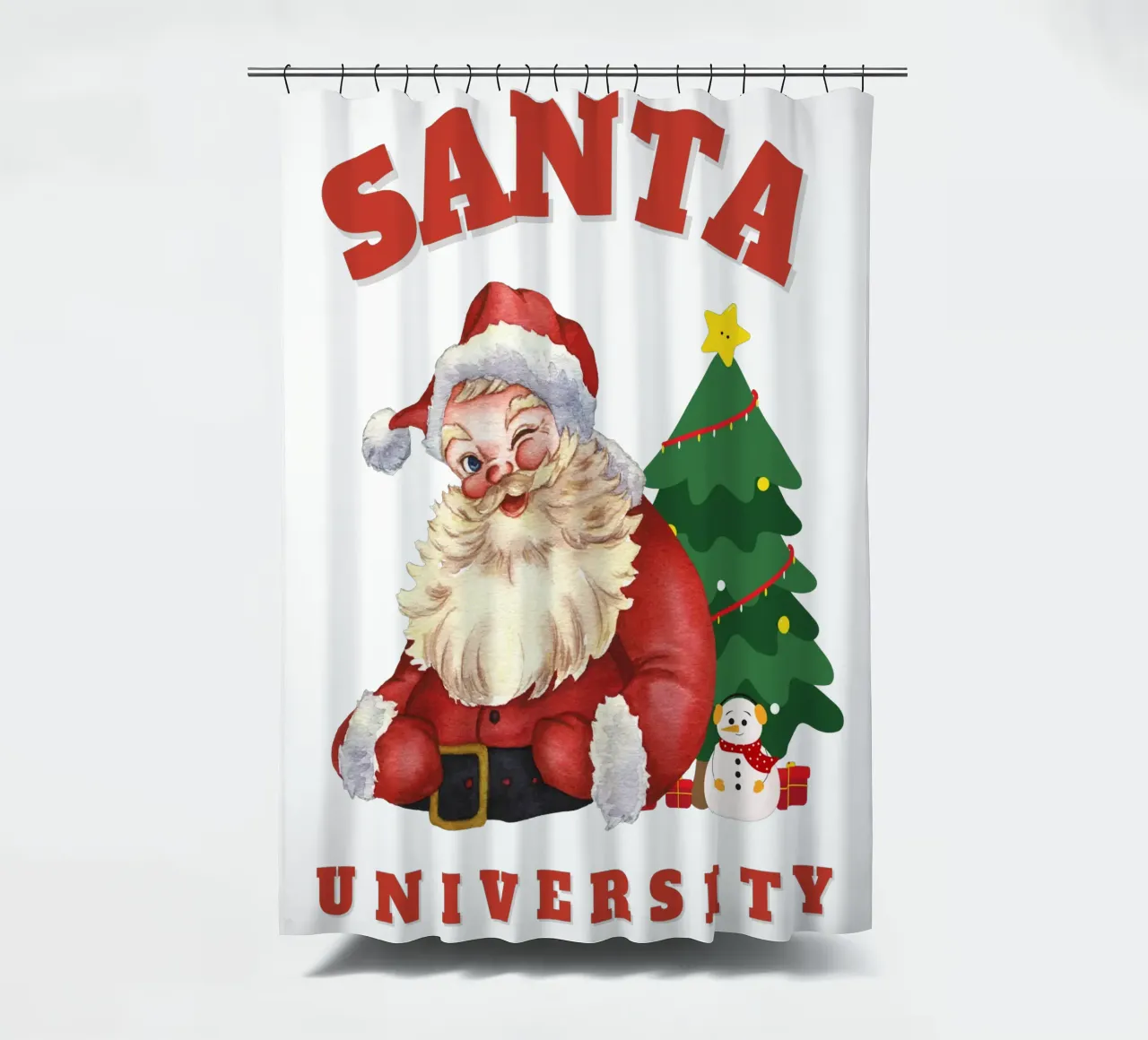 Kerstman universiteit kerstdag douchegordijn van muhidines