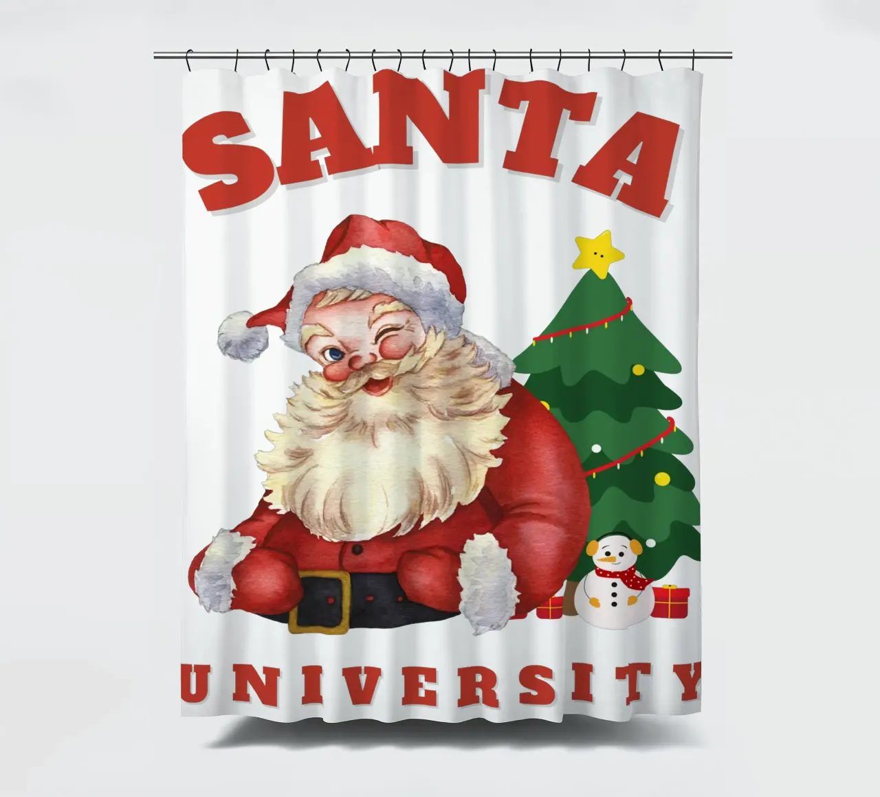 Kerstman universiteit kerstdag douchegordijn van muhidines