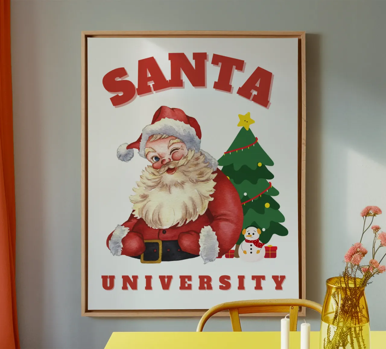 Kerstman universiteit kerstdag canvas met Baklijst van muhidines