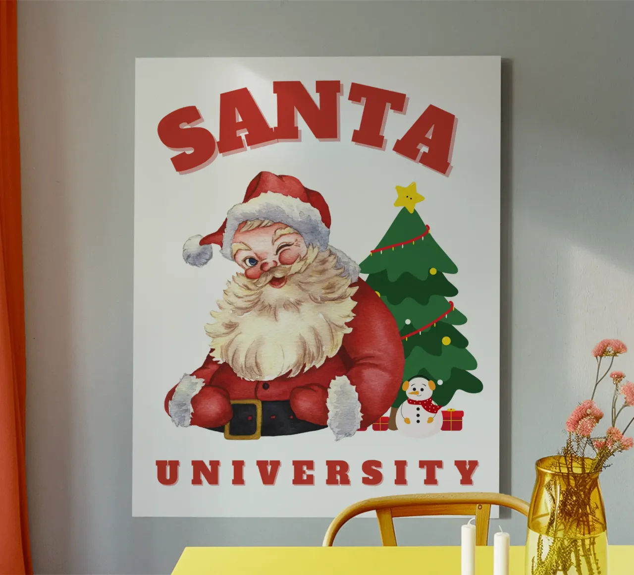 Kerstman universiteit kerstdag canvas met Baklijst van muhidines