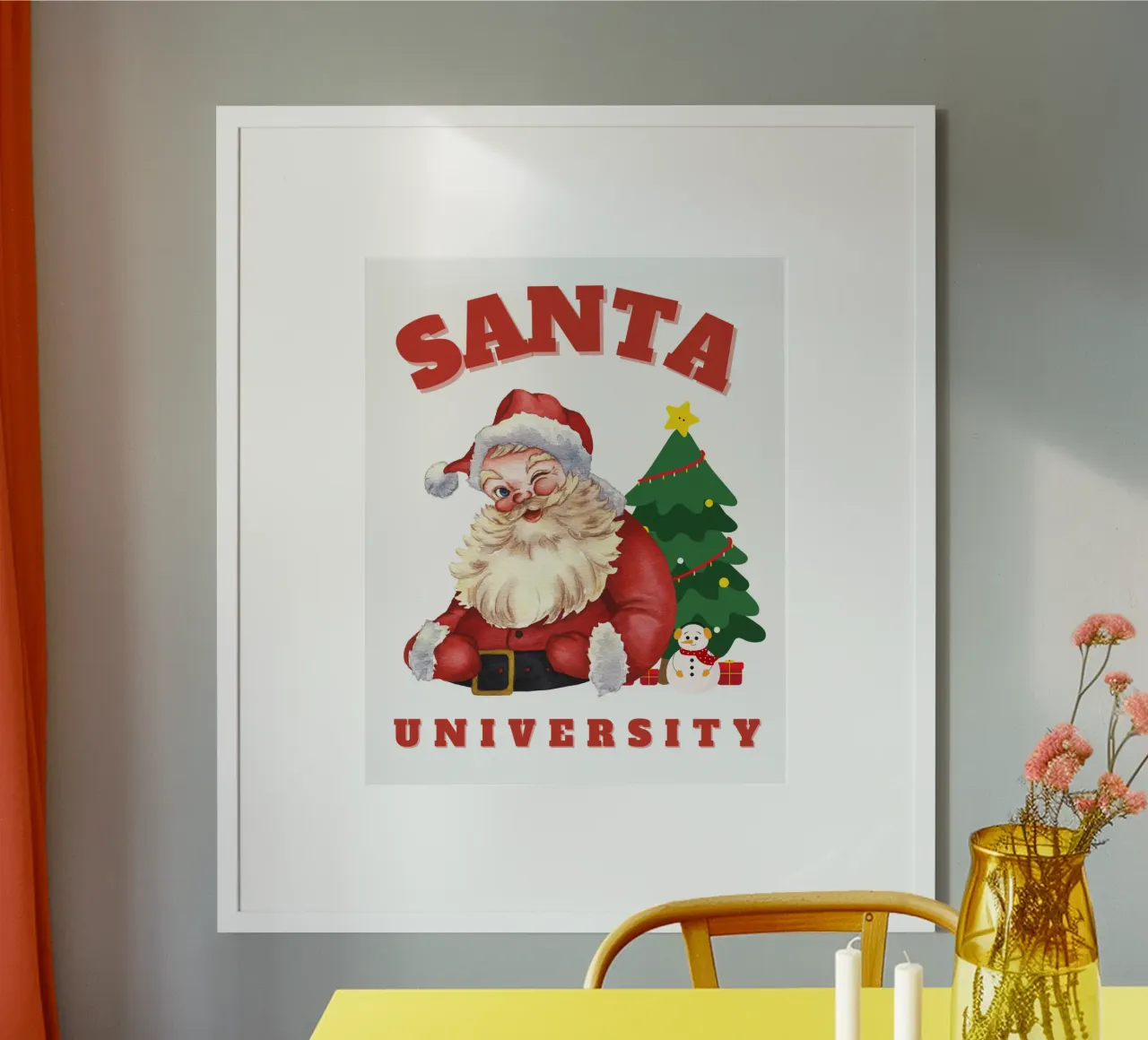 Il giorno di Natale dell'Università di Babbo Natale poster con telaio in legno da muhidines