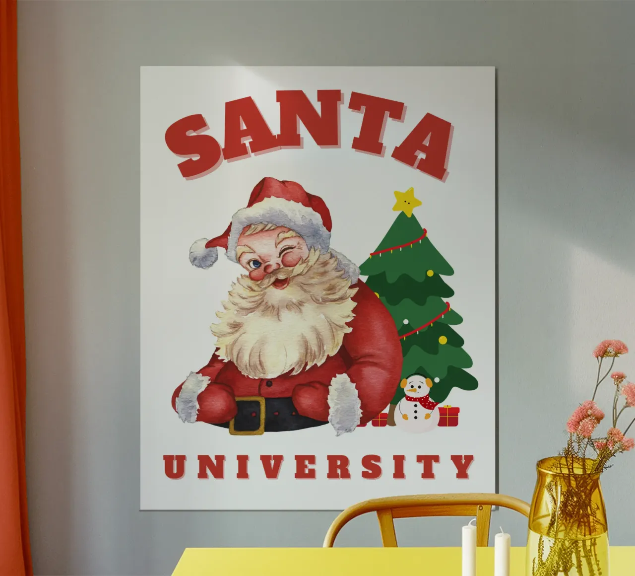 Il giorno di Natale dell'Università di Babbo Natale poster con telaio in legno da muhidines