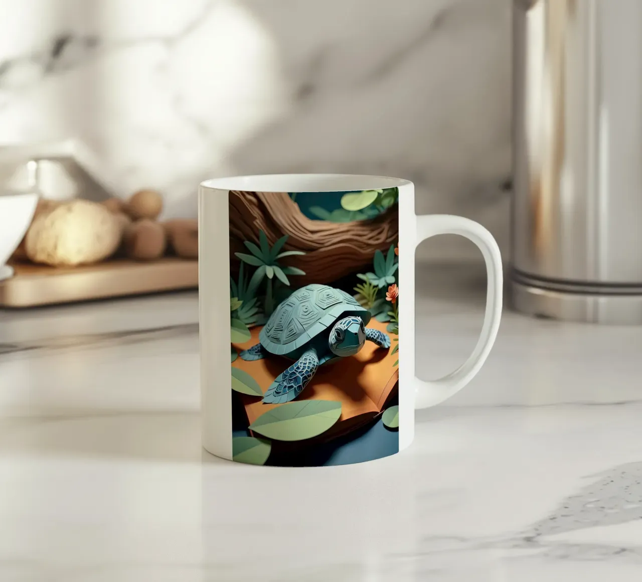 Taglio della carta Turttle tazza in ceramica da Delaney Okuneva