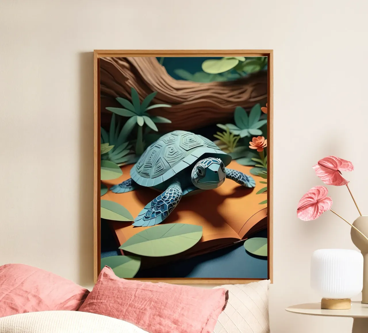 Taglio della carta Turttle tela con Cornice a cassetta da Delaney Okuneva