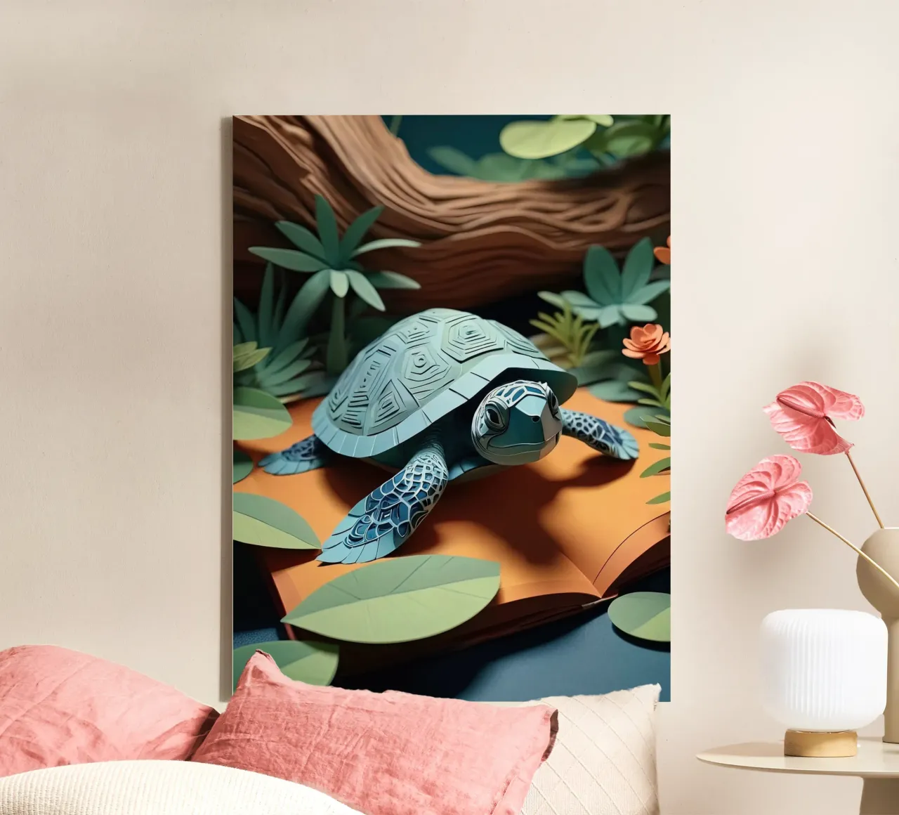 Taglio della carta Turttle tela con Cornice a cassetta da Delaney Okuneva