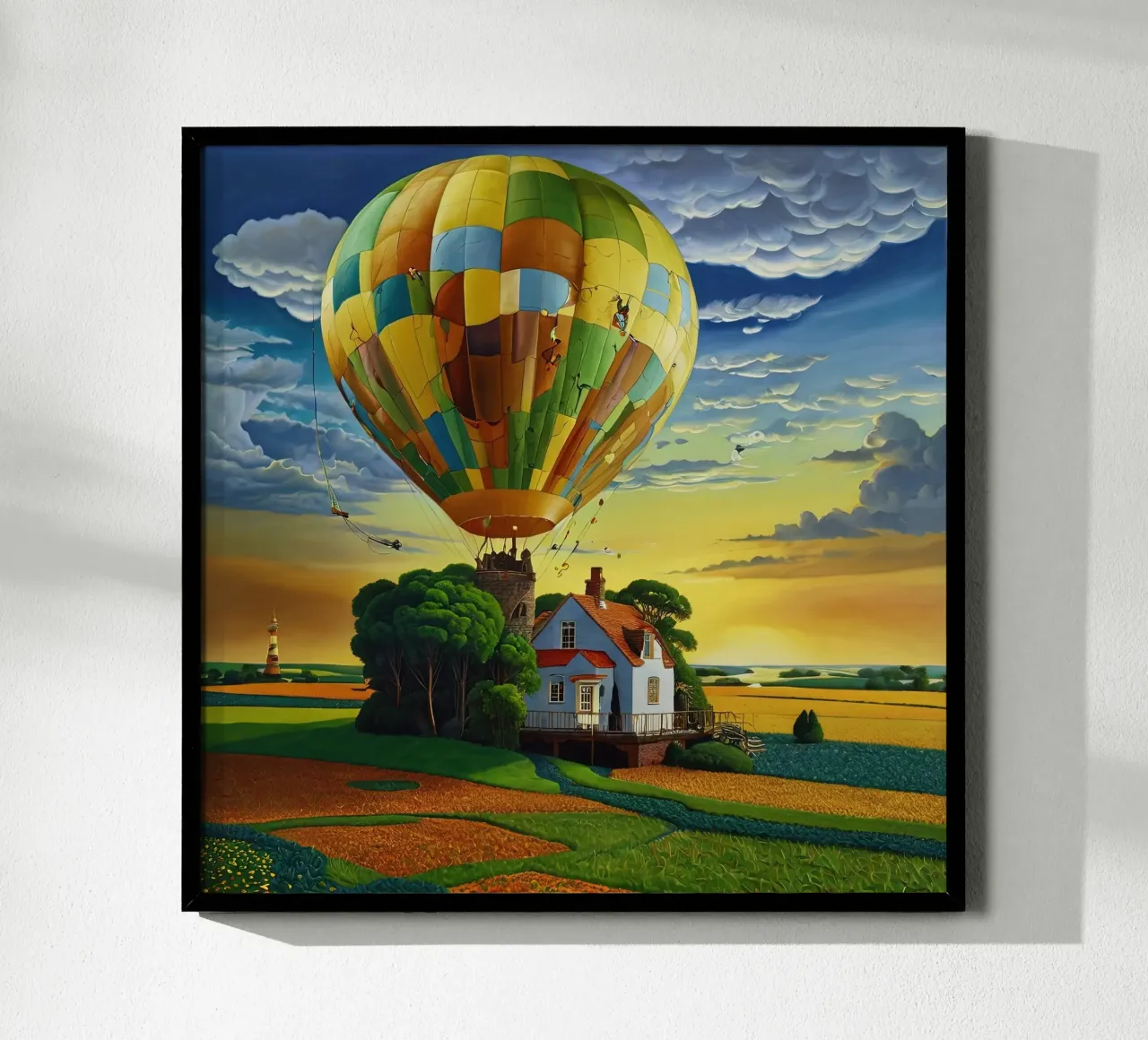 Casa Baloon poster con telaio in alluminio da Delaney Okuneva