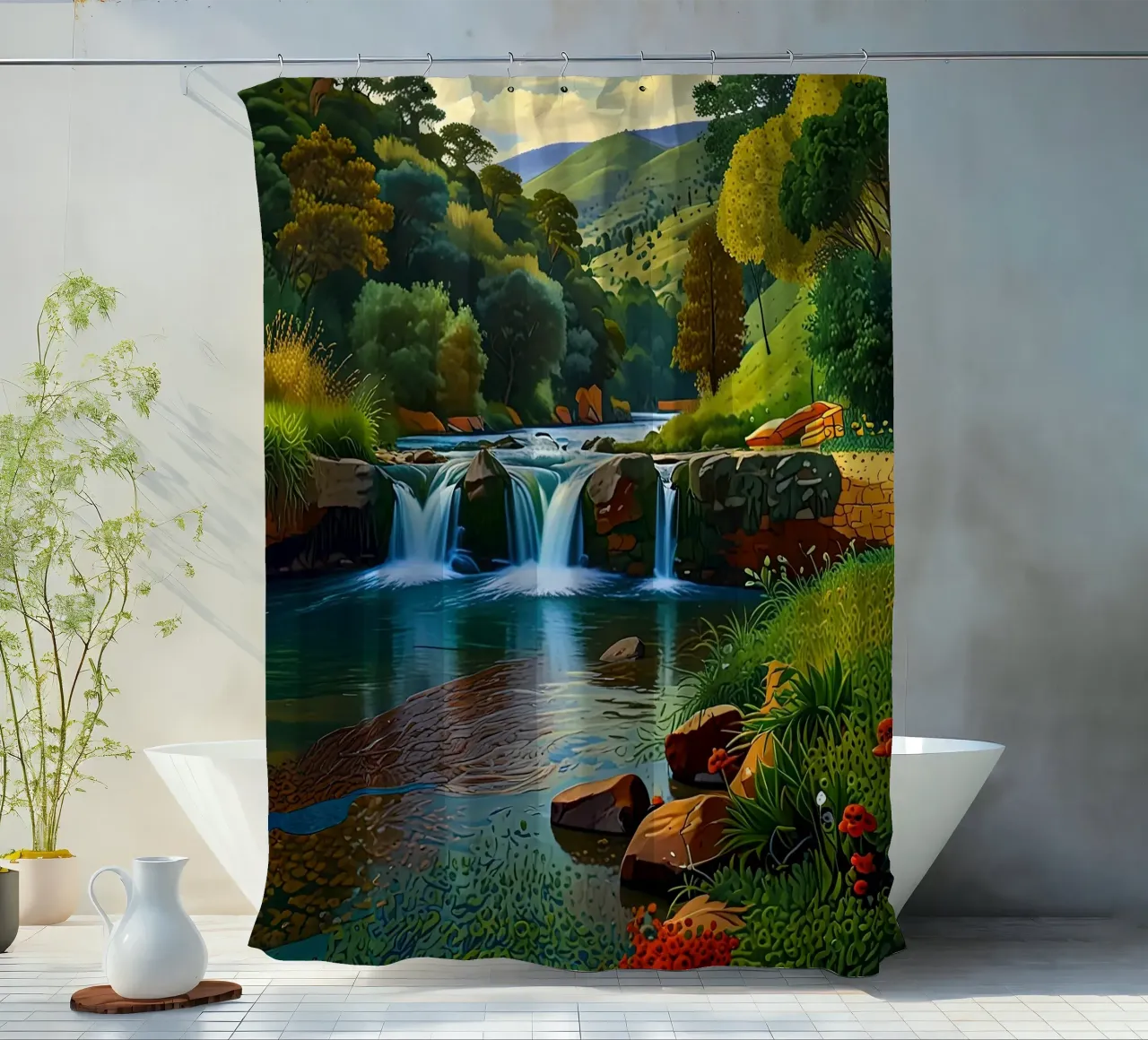 cascata di bellezza tenda da doccia da Delaney Okuneva