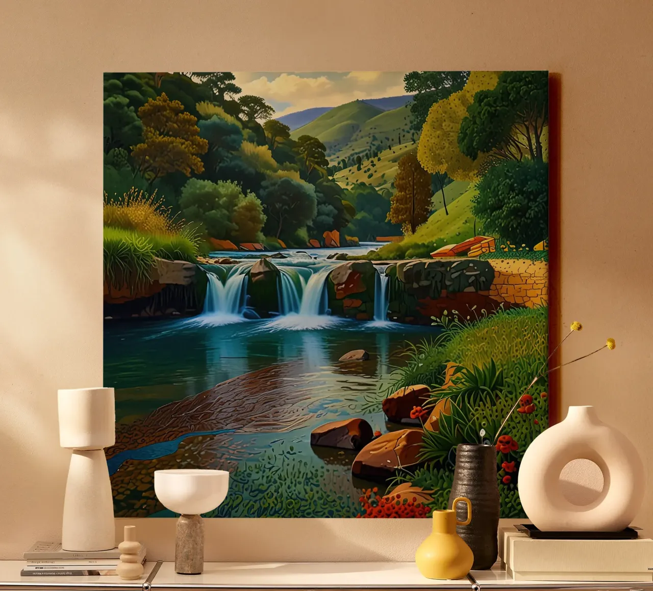 cascata di bellezza tela con Cornice a cassetta da Delaney Okuneva