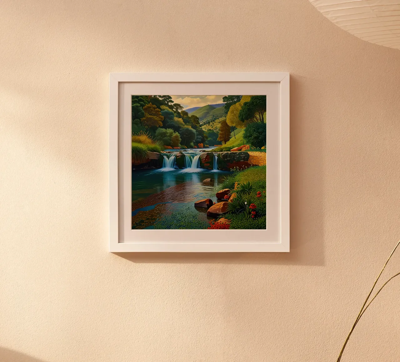cascata di bellezza poster con telaio in alluminio da Delaney Okuneva