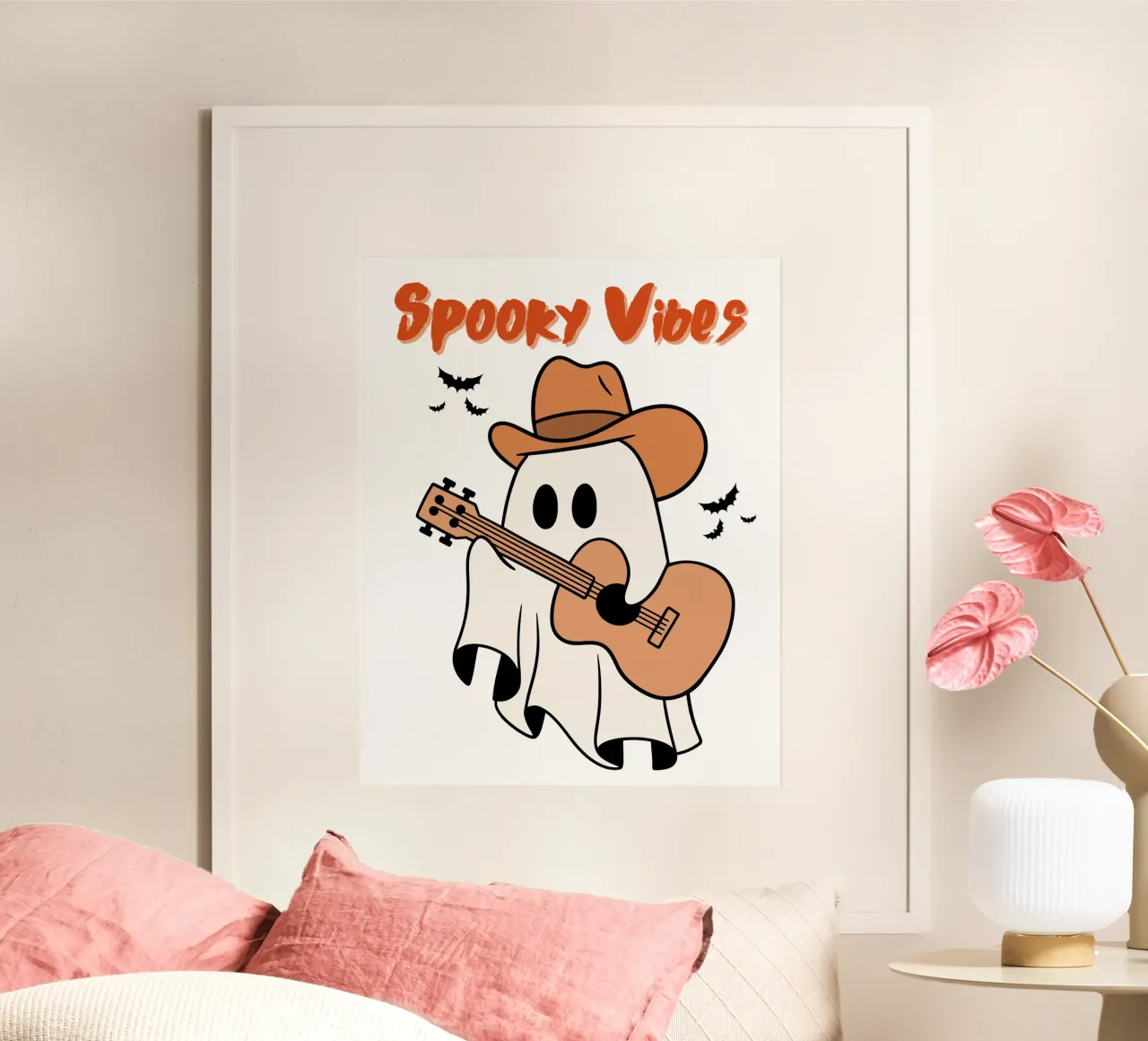 vibrazioni spettrali di Halloween poster con telaio in alluminio da muhidines
