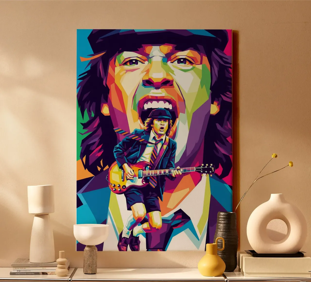 Angus Young ACDC #1 tela con Cornice a cassetta da Hantamrata
