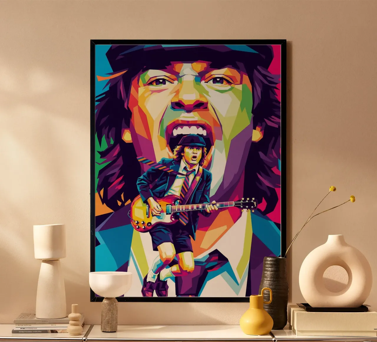 Angus Young ACDC #1 poster con telaio in legno da Hantamrata