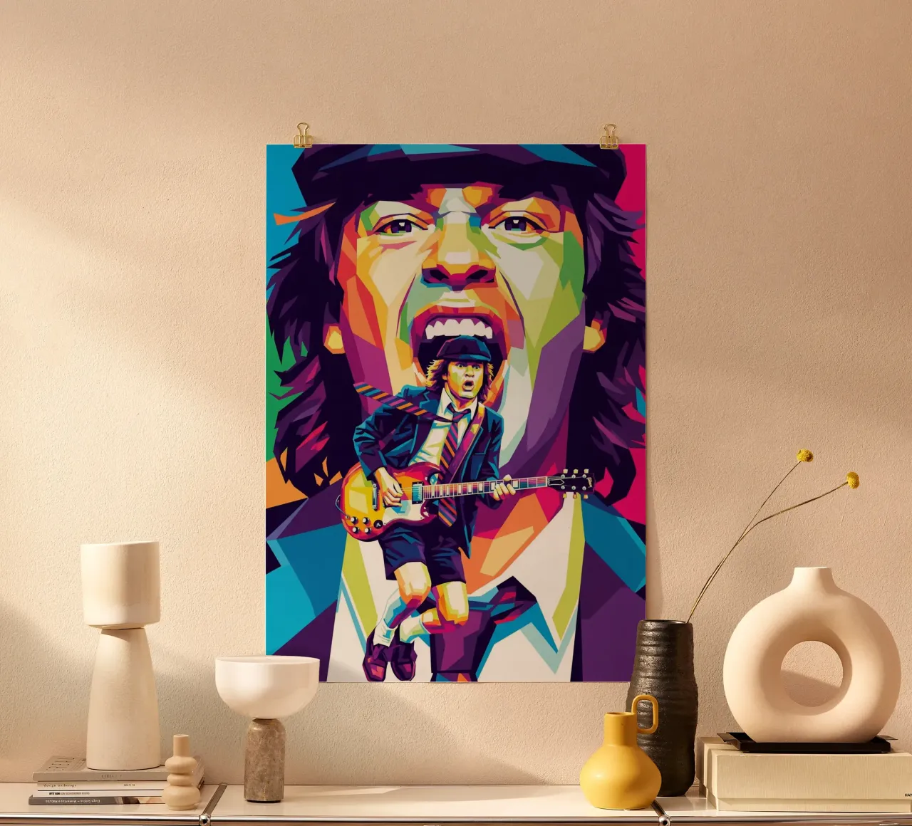 Angus Young ACDC #1 poster con telaio in legno da Hantamrata
