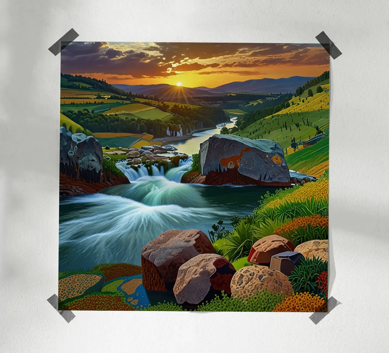 Fiume della bellezza poster con telaio in alluminio da Delaney Okuneva