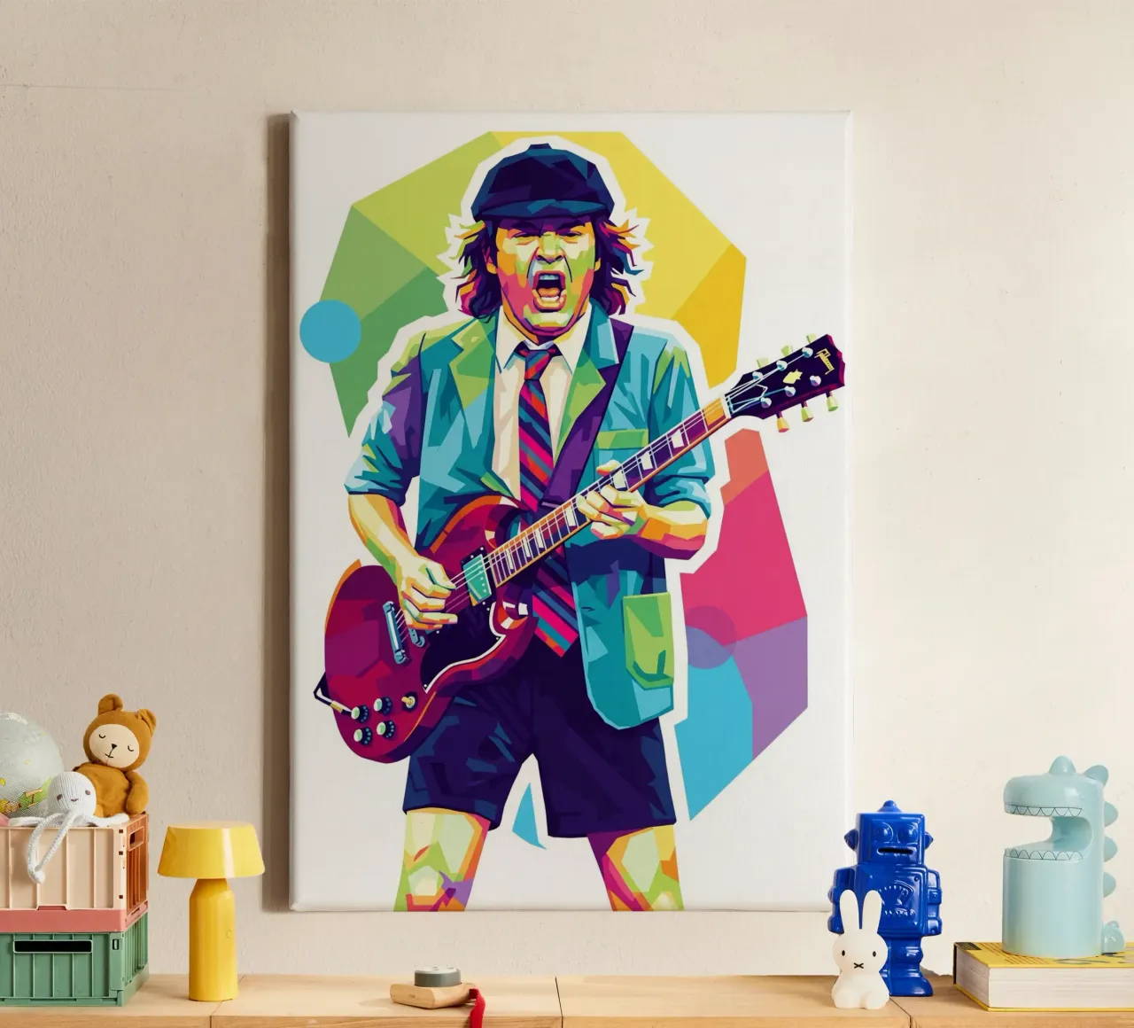 Angus Young ACDC #2 tela con Cornice a cassetta da Hantamrata
