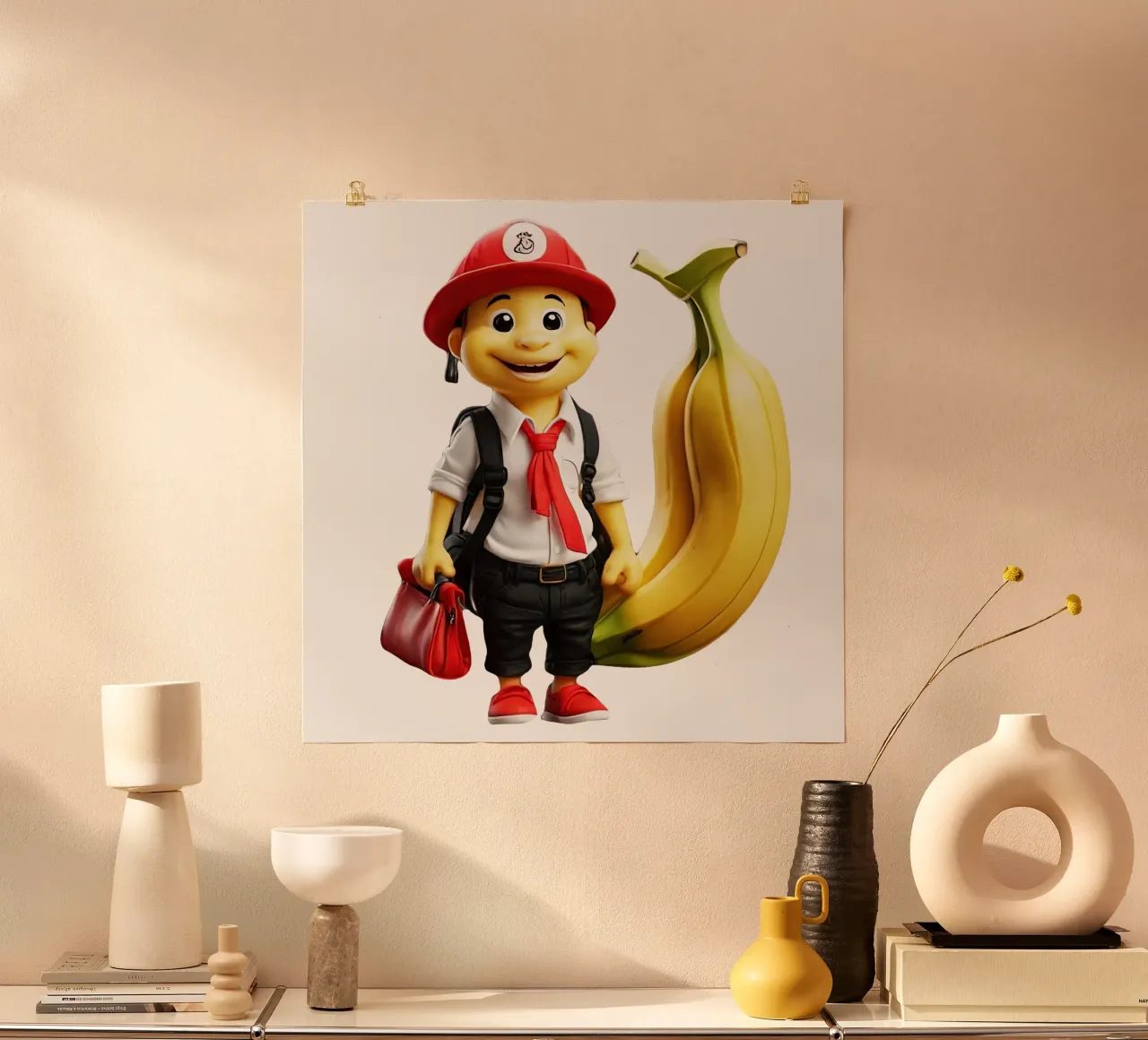 Fratello Banana poster con telaio in legno da Delaney Okuneva