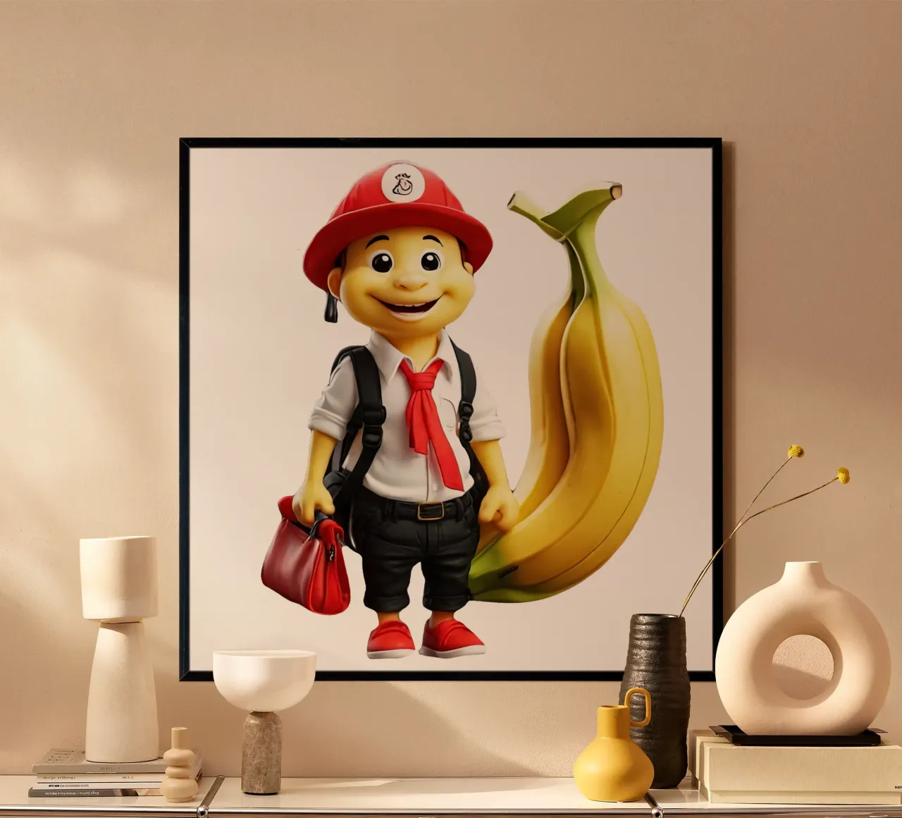 Fratello Banana poster con telaio in legno da Delaney Okuneva