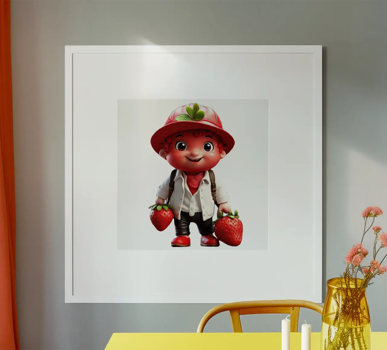 piccolo strawbery poster con telaio in alluminio da Delaney Okuneva