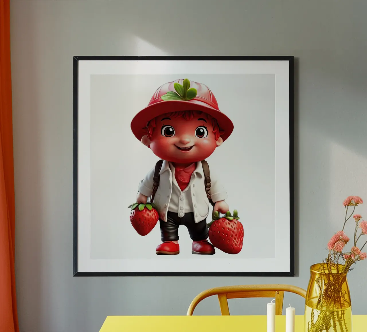 piccolo strawbery poster con telaio in alluminio da Delaney Okuneva