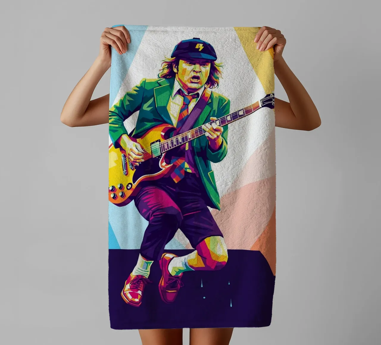 Angus Young ACDC #3 towel by Hantamrata