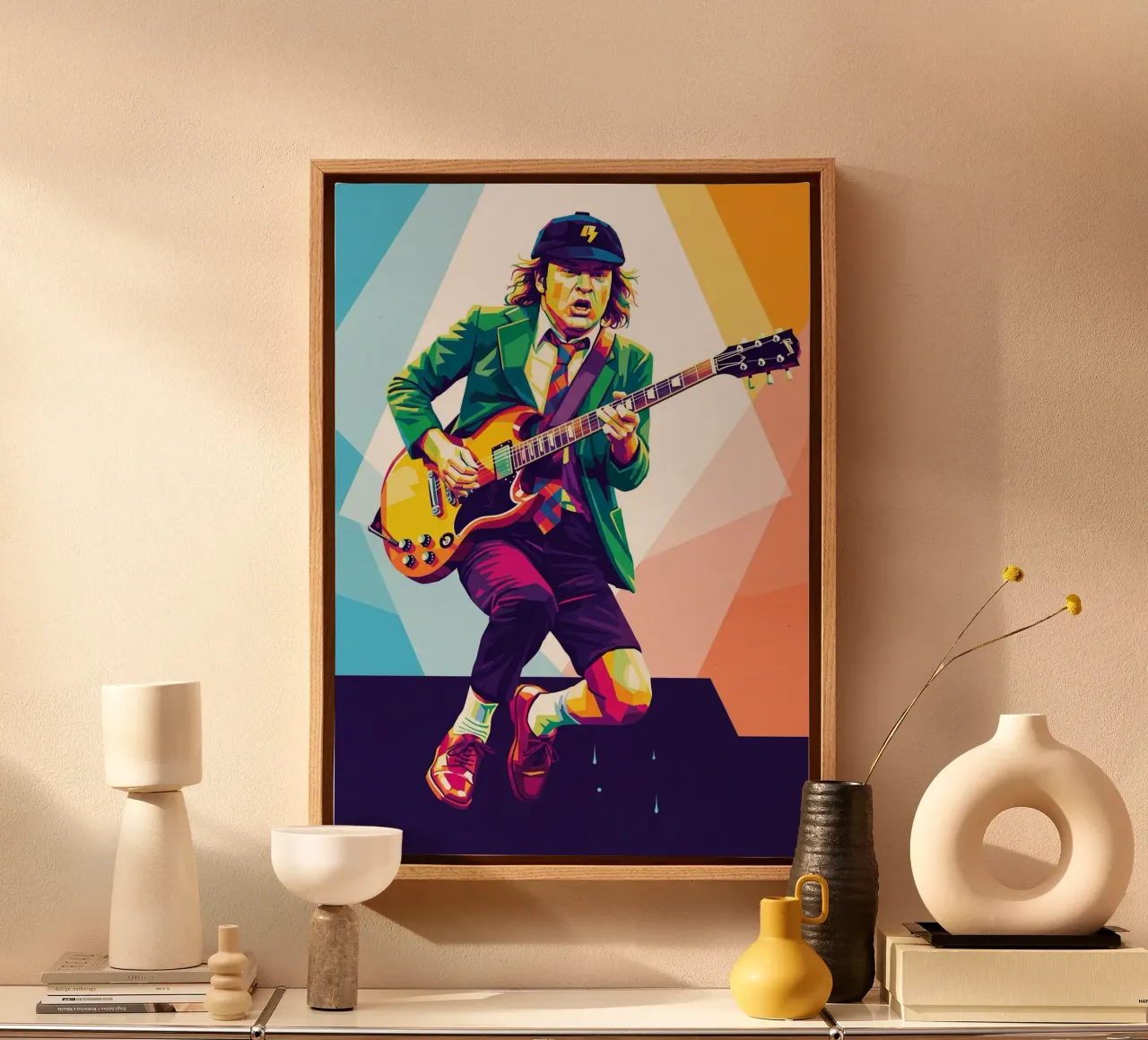 Angus Young ACDC #3 canvas met Baklijst van Hantamrata