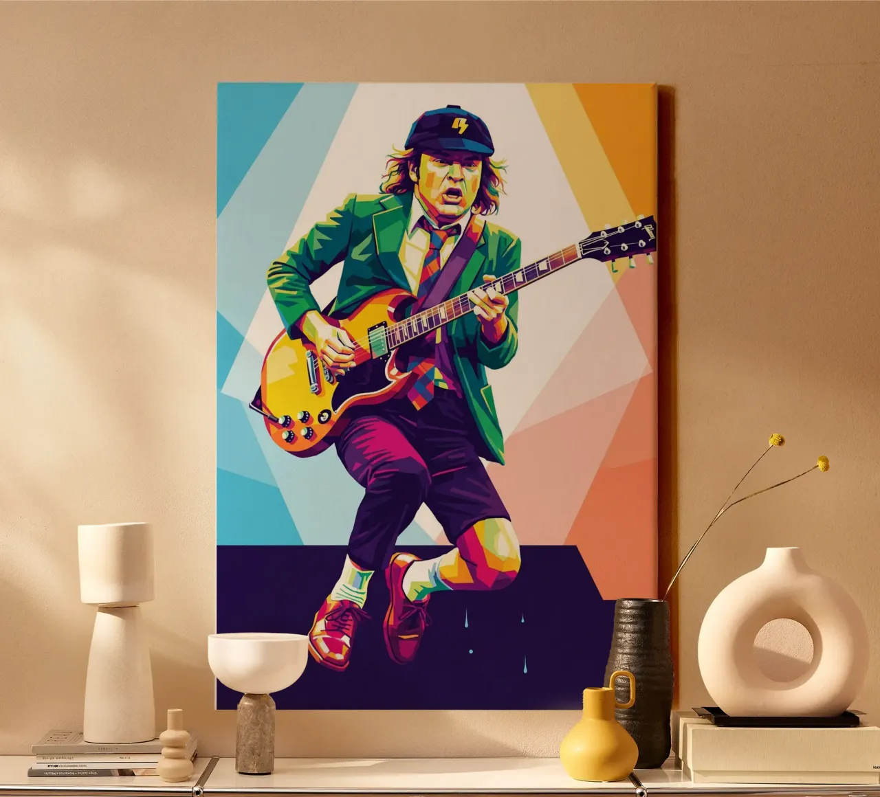 Angus Young ACDC #3 canvas met Baklijst van Hantamrata
