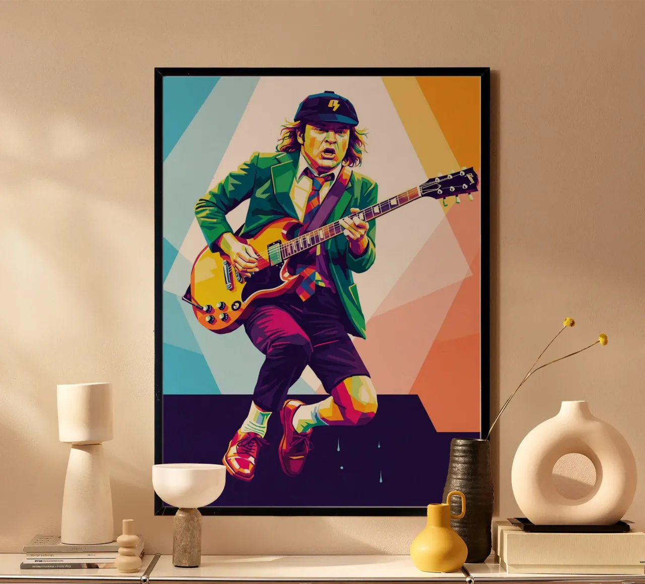 Angus Young ACDC #3 poster con telaio in legno da Hantamrata