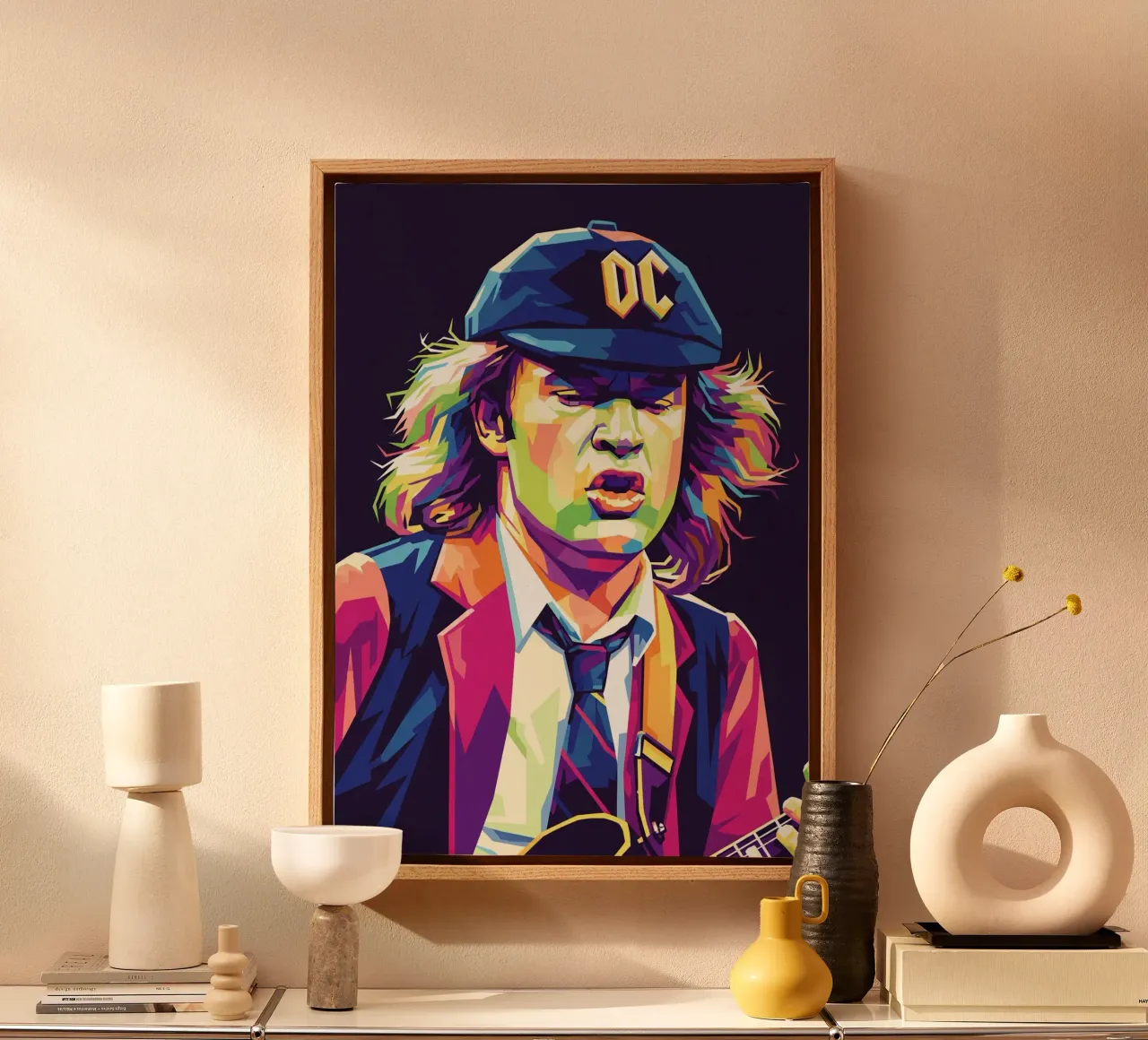 Angus Young ACDC #4 tela con Cornice a cassetta da Hantamrata