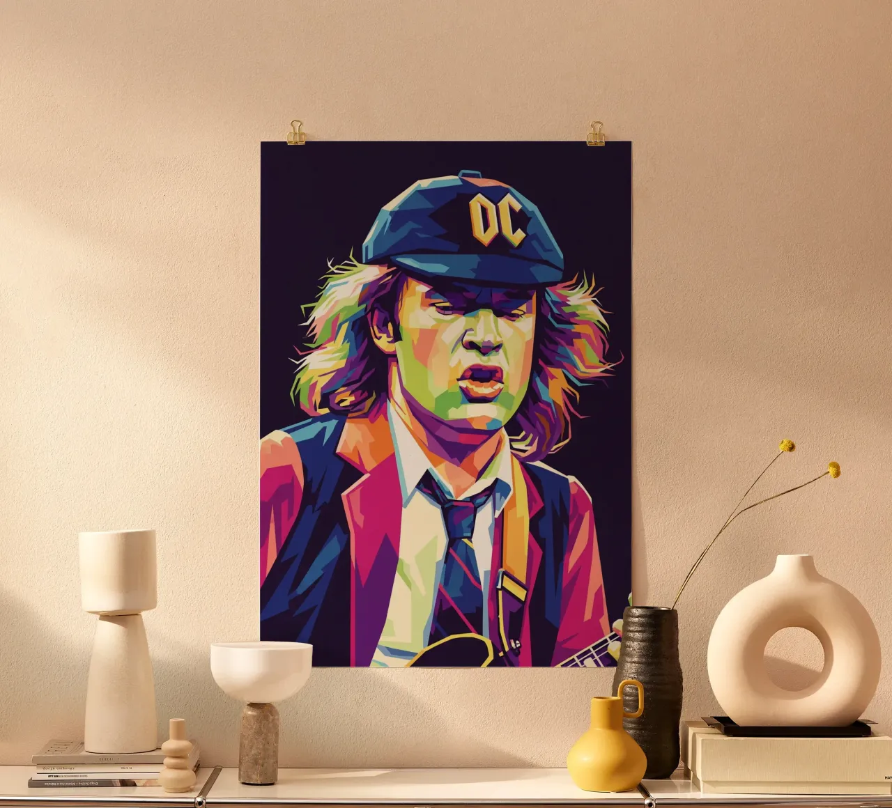 Angus Young ACDC #4 poster con telaio in legno da Hantamrata
