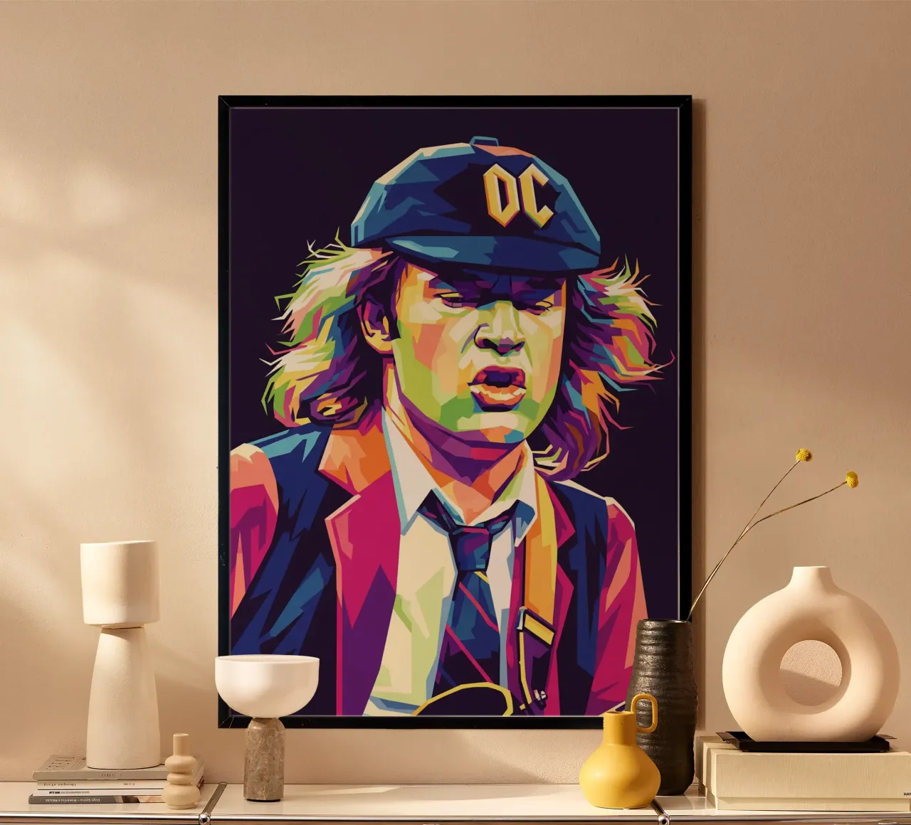Angus Young ACDC #4 poster con telaio in legno da Hantamrata
