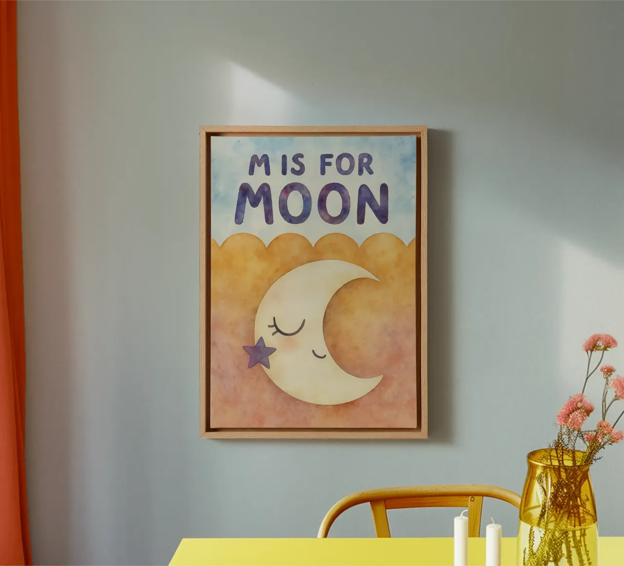 mis for moon drawing canvas with Floater frame by muhidines