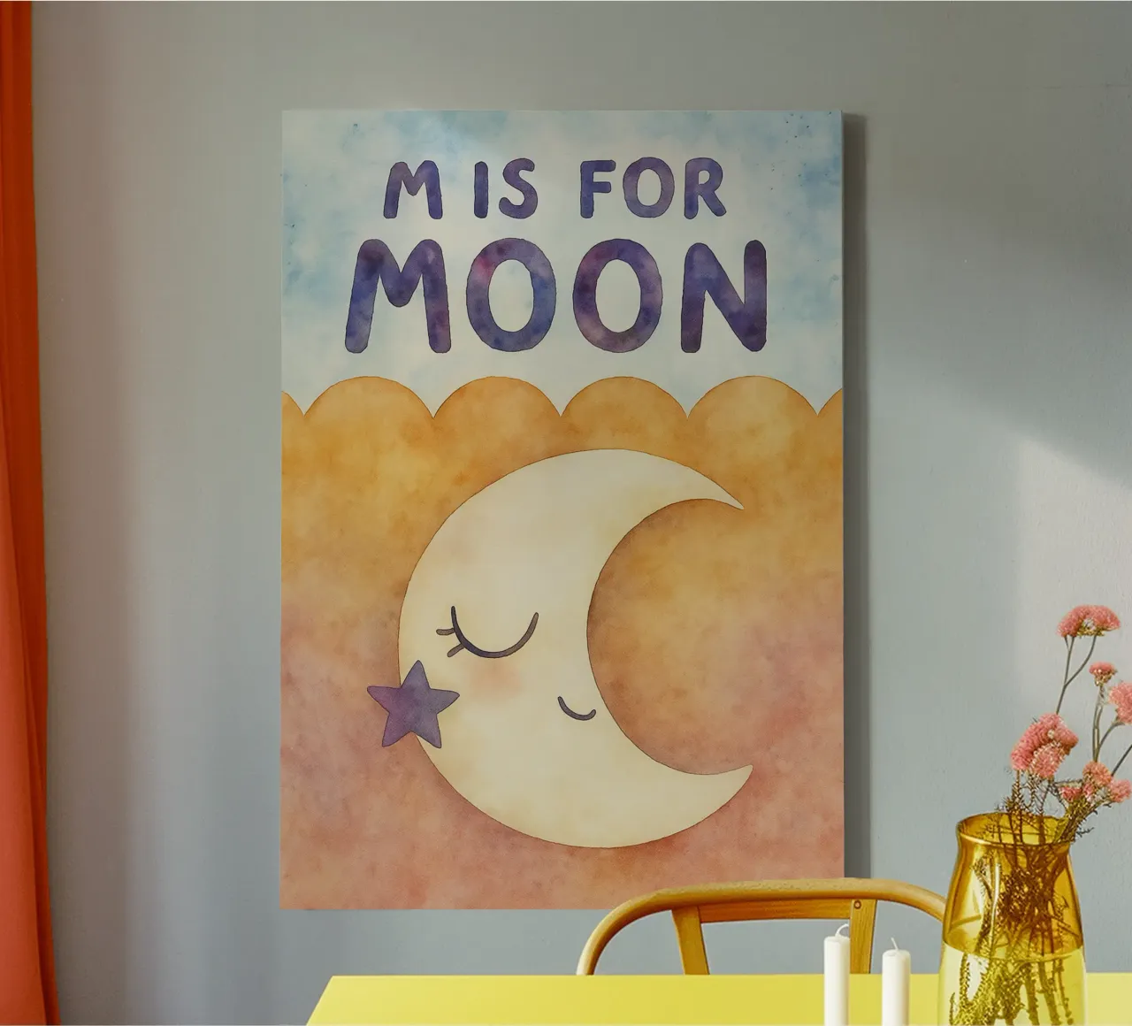 mis for moon drawing canvas with Floater frame by muhidines