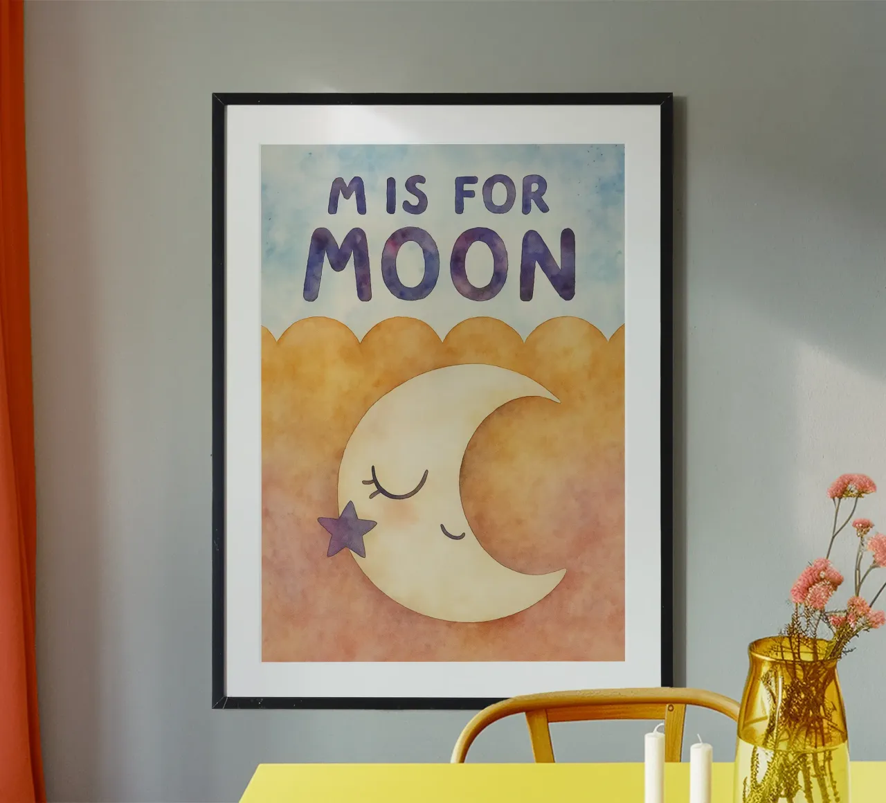 mis for moon drawing poster with aluminum frame by muhidines