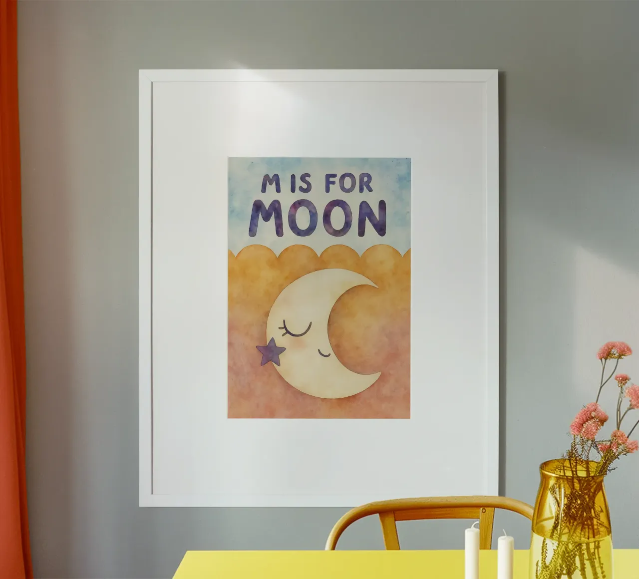 mis for moon drawing poster with aluminum frame by muhidines
