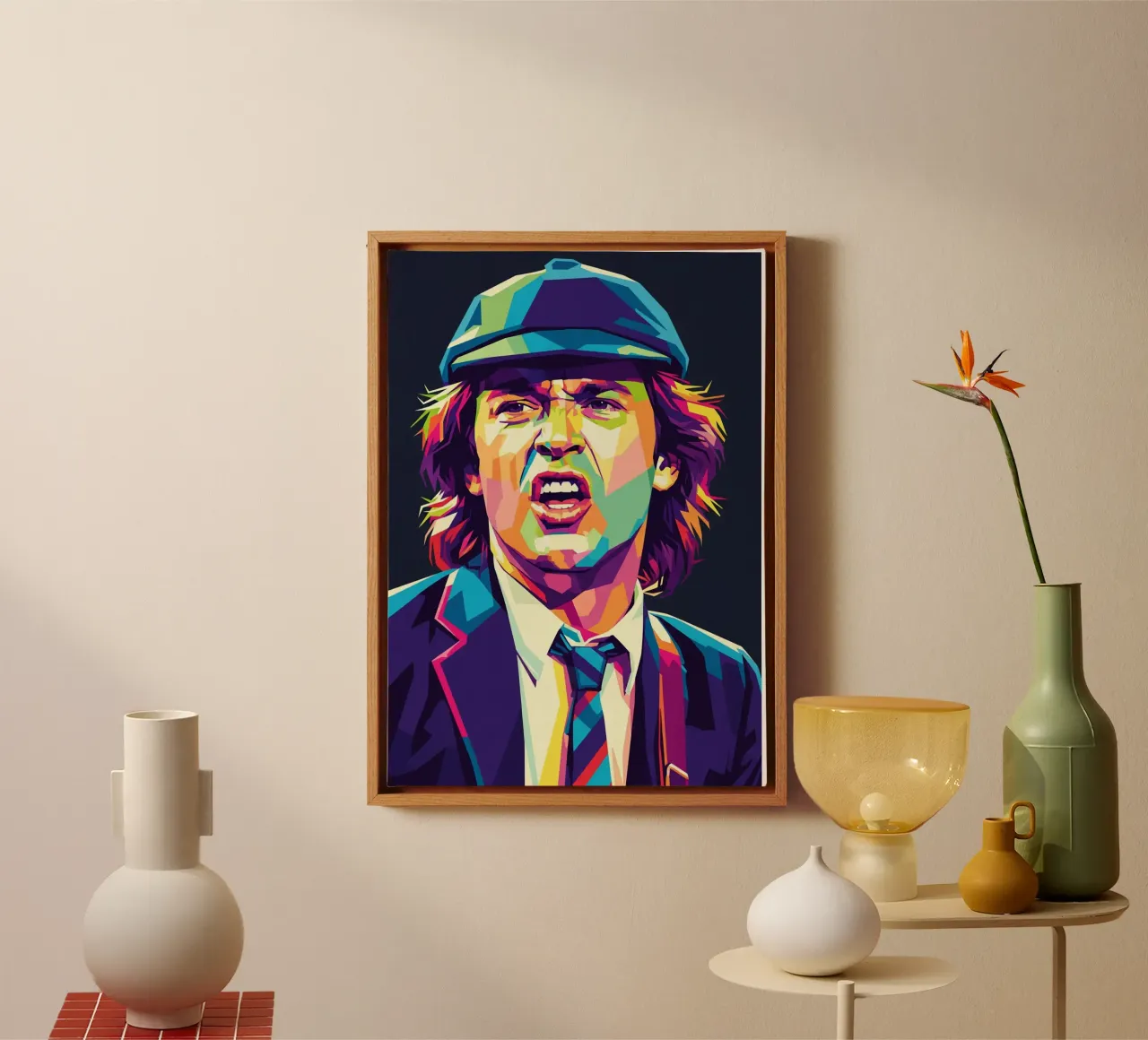 Angus Young ACDC #5 tela con Cornice a cassetta da Hantamrata