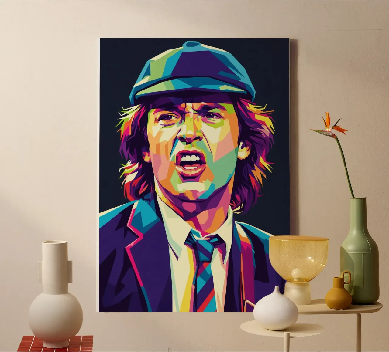 Angus Young ACDC #5 tela con Cornice a cassetta da Hantamrata