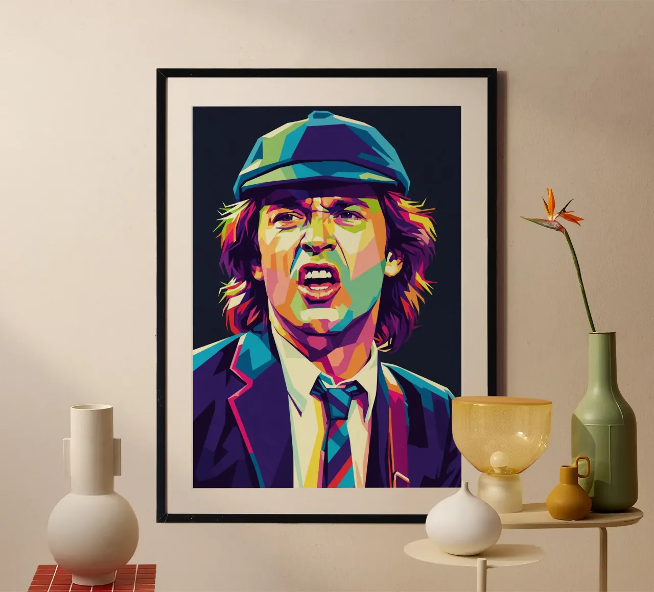 Angus Young ACDC #5 poster con telaio in legno da Hantamrata