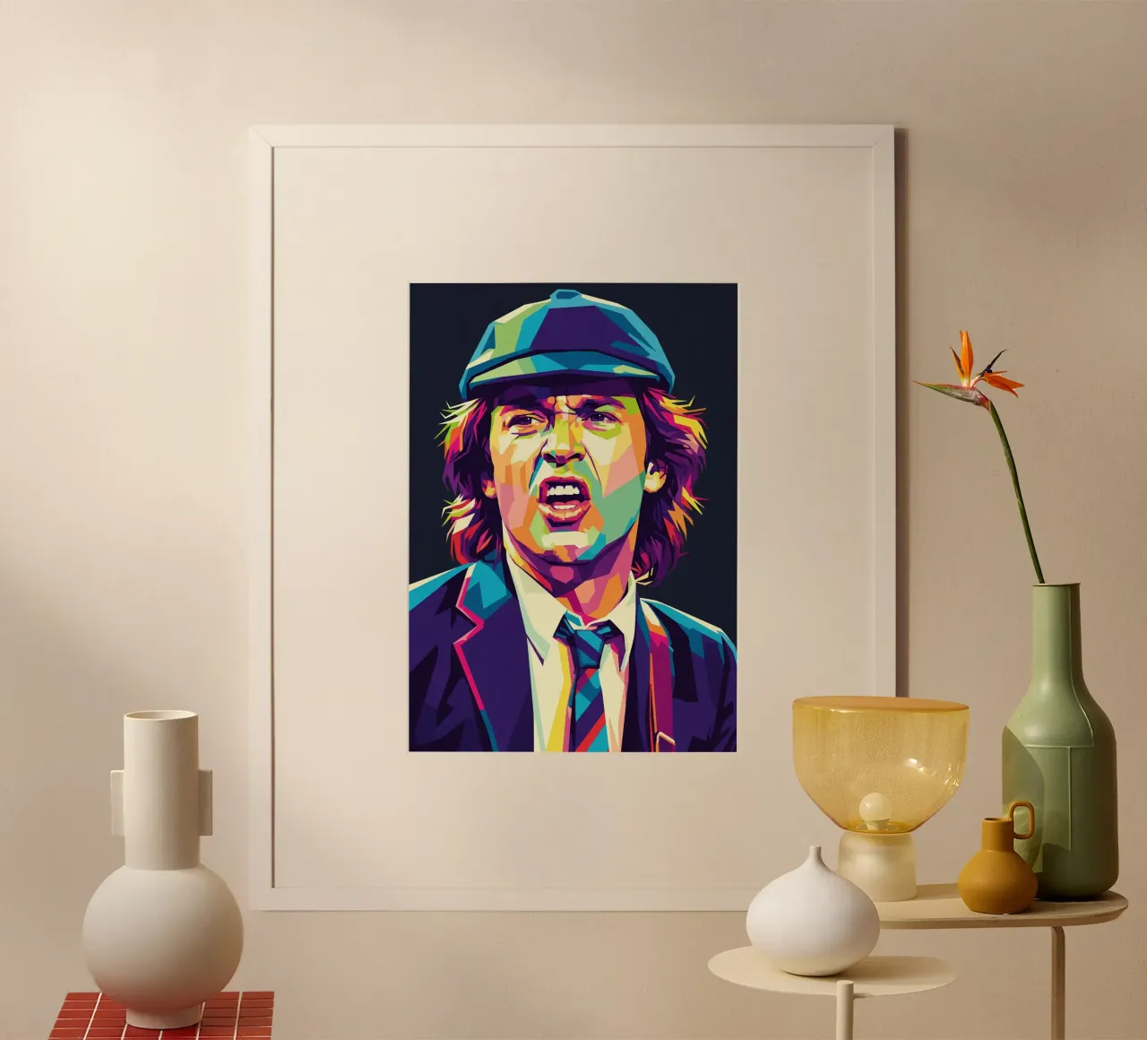Angus Young ACDC #5 poster con telaio in legno da Hantamrata