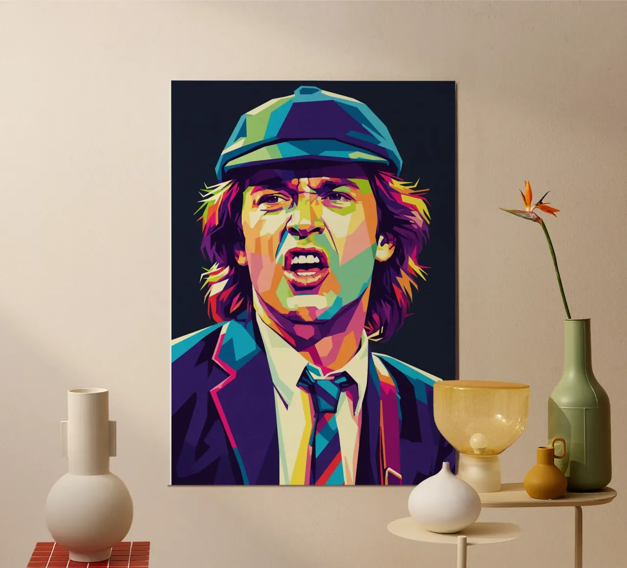 Angus Young ACDC #5 poster con telaio in legno da Hantamrata