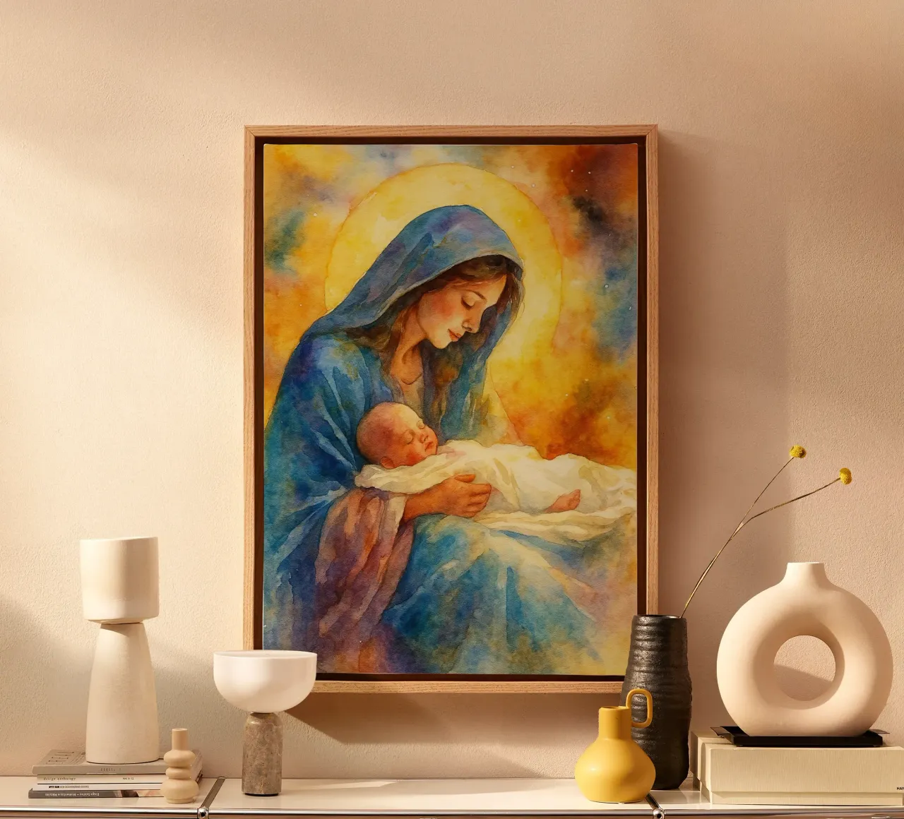 Beata Vergine Maria tela con Cornice a cassetta da kadilans