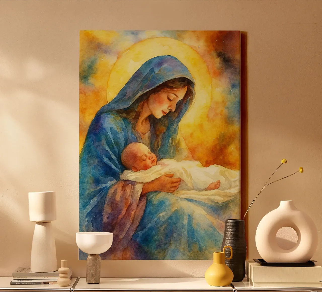 Beata Vergine Maria tela con Cornice a cassetta da kadilans