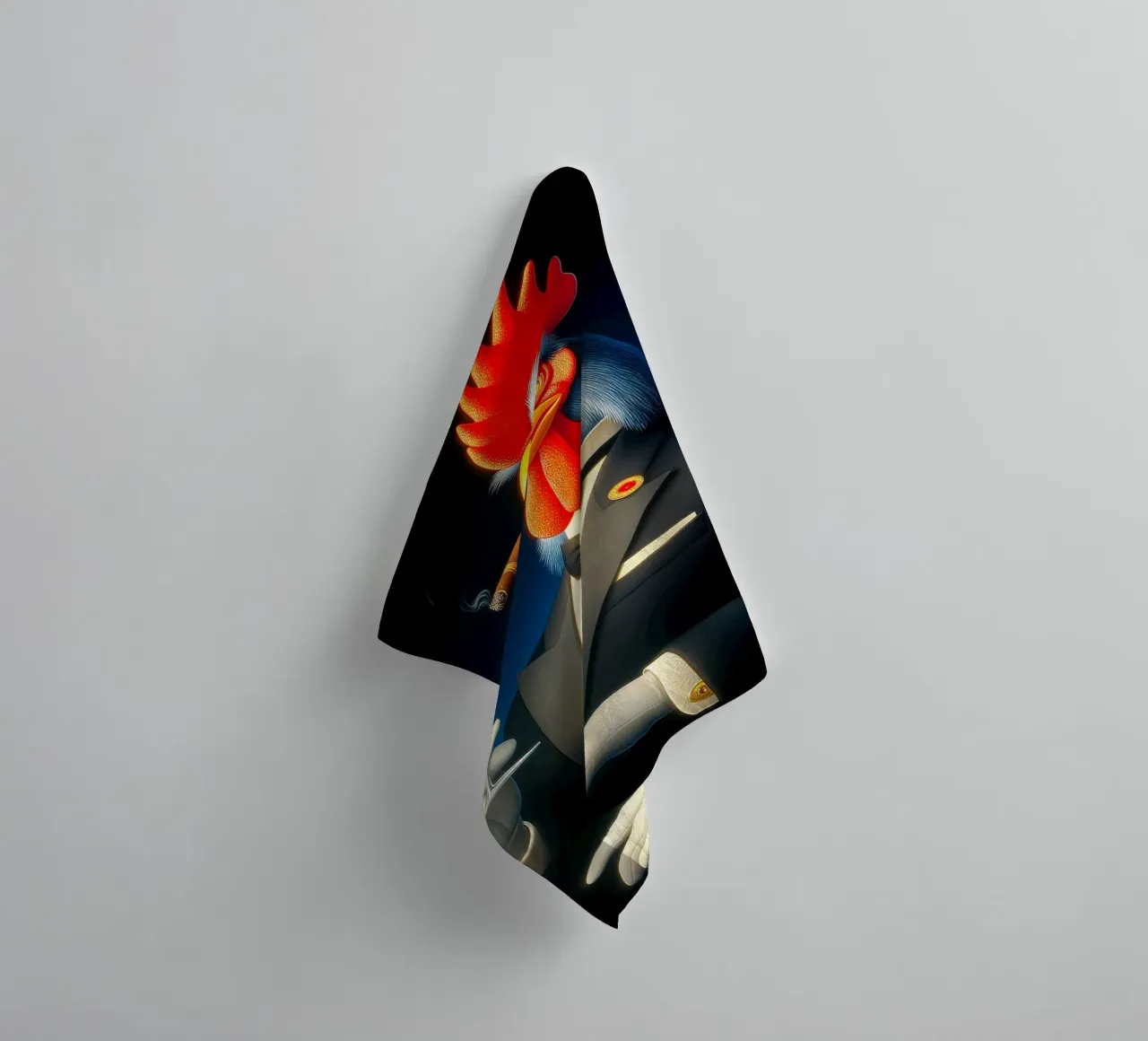 Fancy Tuxedo Rooster towel by Fleur de Lys