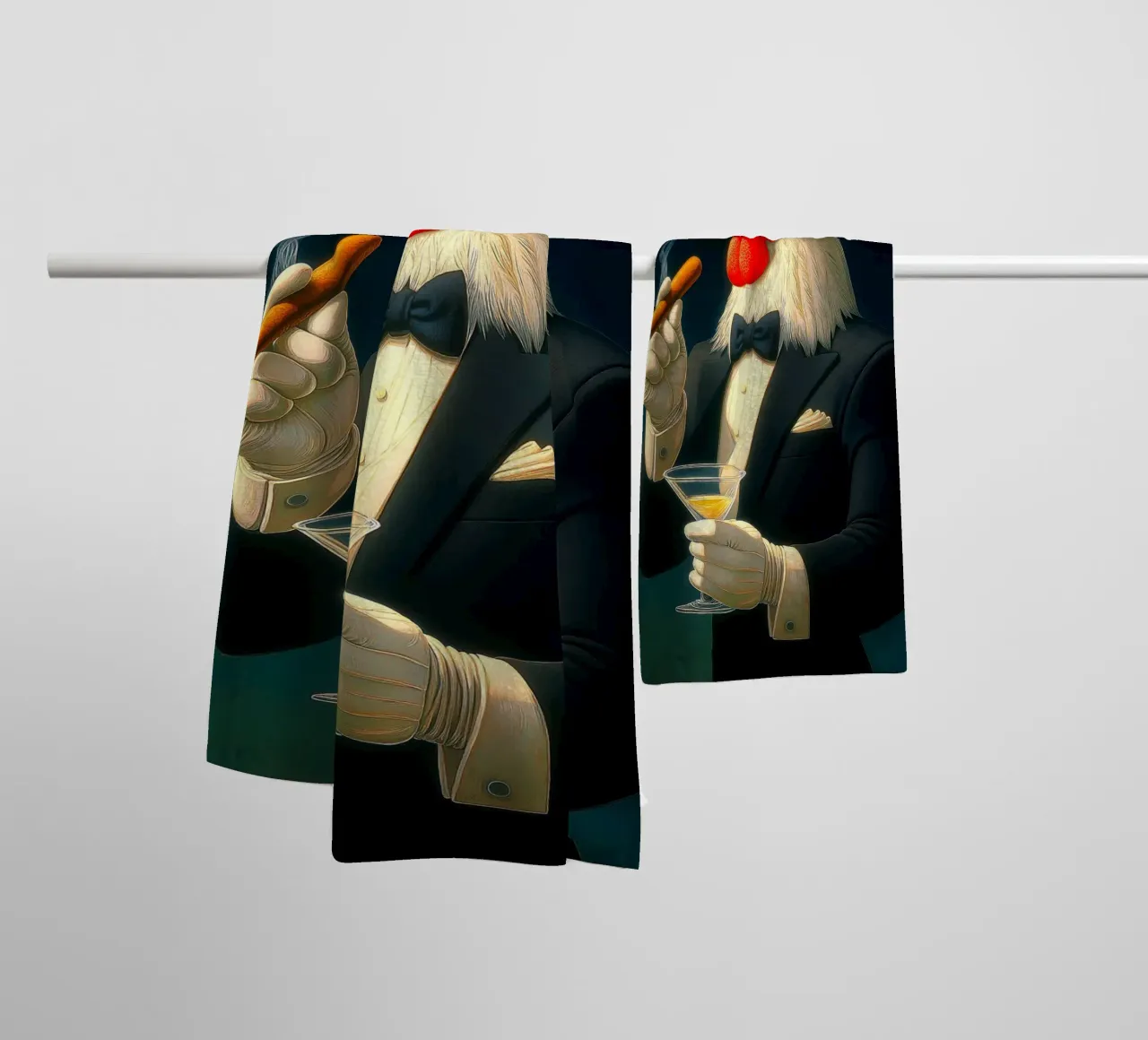 Tuxedo Rooster towel by Fleur de Lys