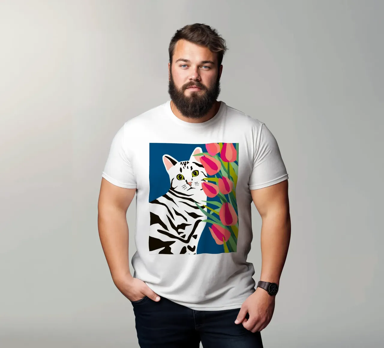 Gatto che siede bene t-shirt da 83oranges