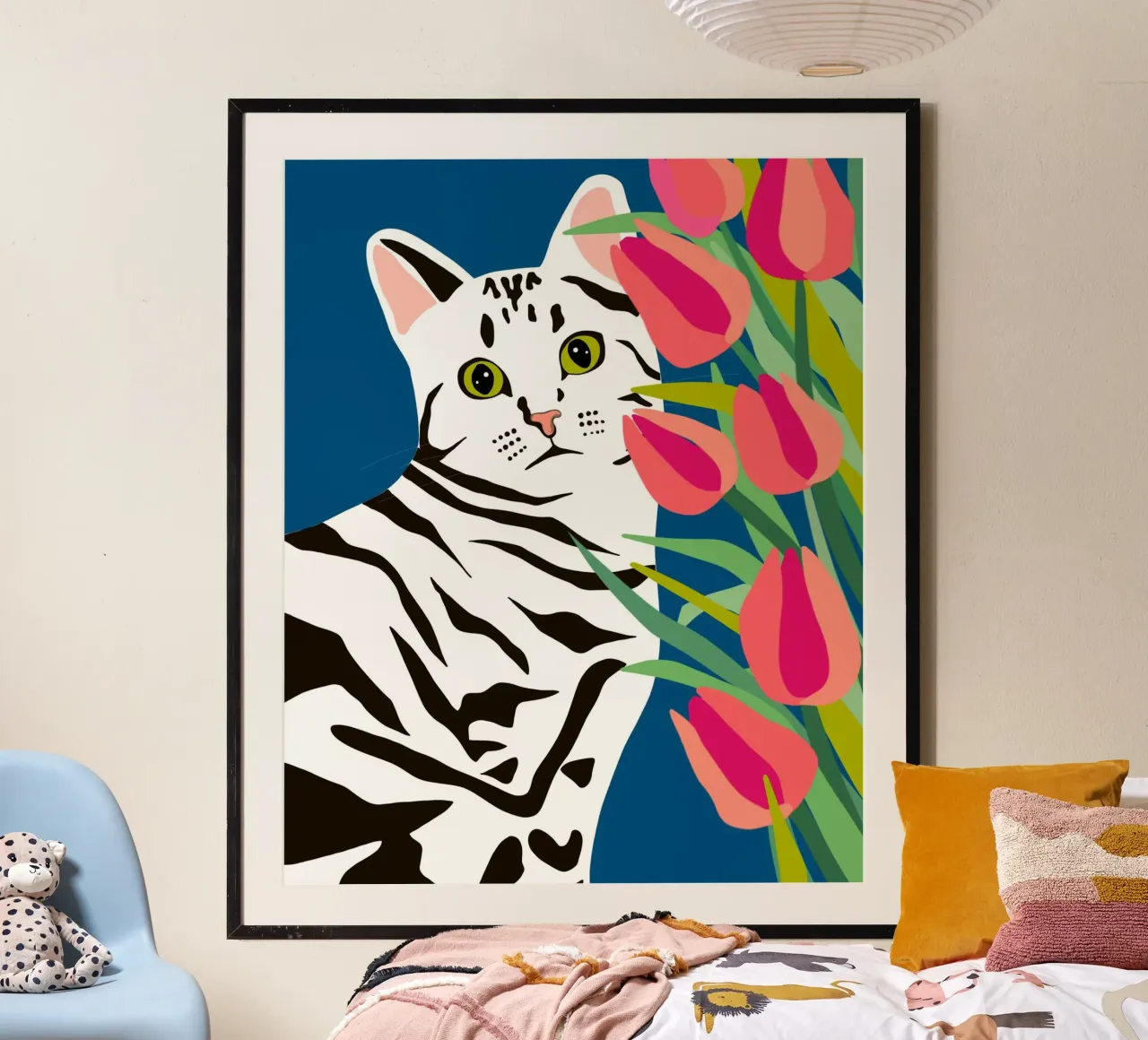 Gatto che siede bene poster con telaio in plastica da 83oranges